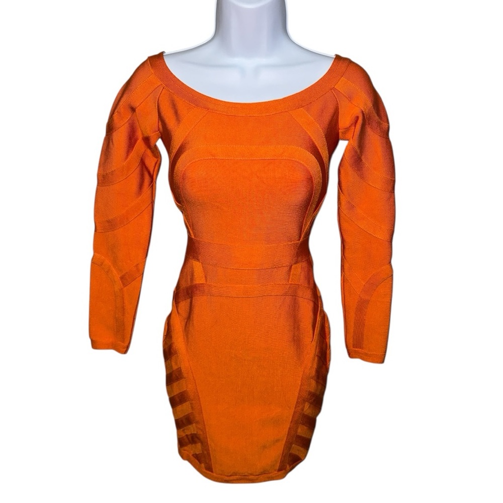 Women’s Kour’ Vosieur Orange Long Sleeve Bandage Dress - S